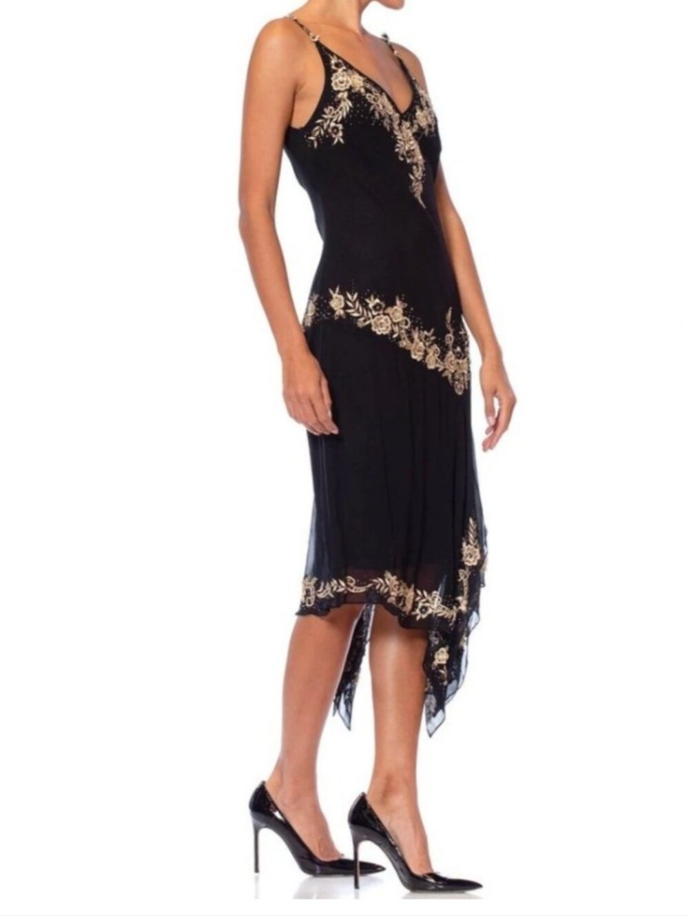 R&M Richards vintage 1990s black embroidered and embellished dress - Picture 3 of 10